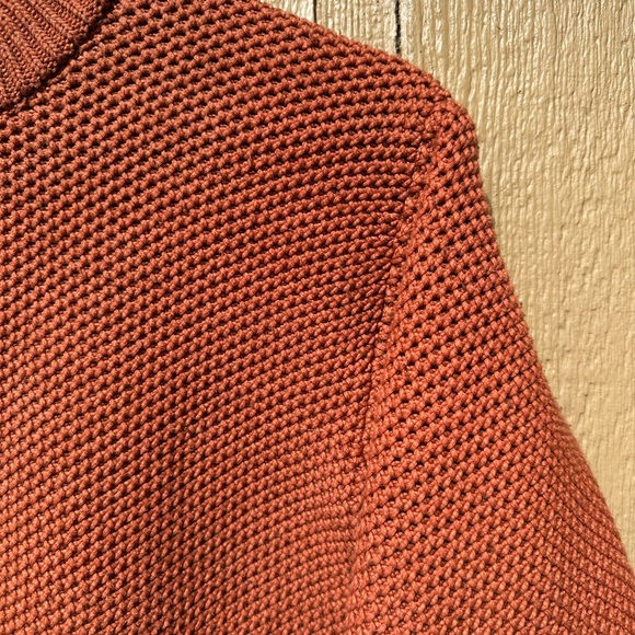 Cropped Rust Orange Knit Zip-Up Sweater - Picture 3 of 7